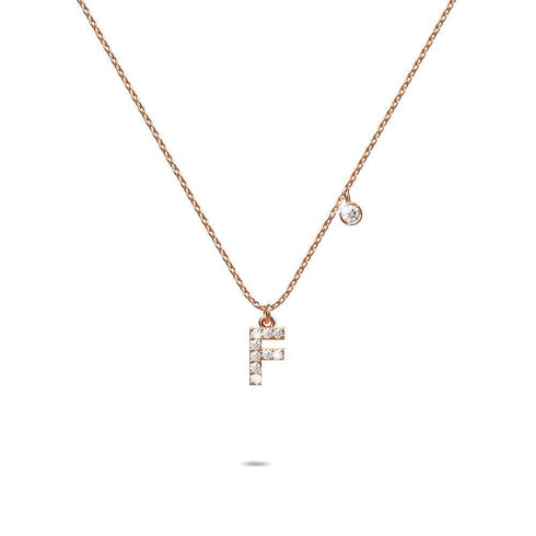 Solid 925 Sterling Silver Initial Crystal Personalised Alphabet Letter Necklace Rose Gold Filled